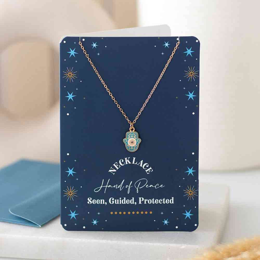Something Different - Hand of Hamsa Karte mit Halskette - Blau